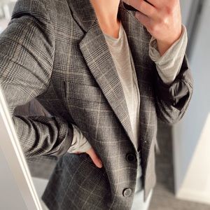 Grey Plaid Wool Blazer Zara - Size Small